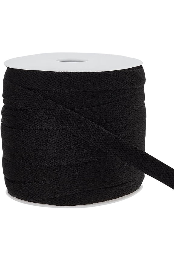 27 Yards Flat Drawstring Rope Replacement 8.7mm Wide Black Soft Drawstring Cord with 1pc Plastic Spool for Coats Pants Shorts DIY