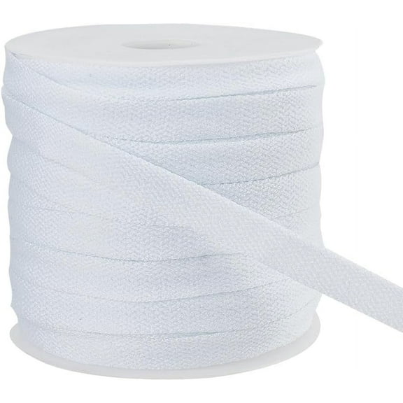 27 Yards Flat Drawstring Rope Replacement 8.7mm Wide White Soft Drawstring Cotton Draw Cord with 1pc Plastic Spool DIY
