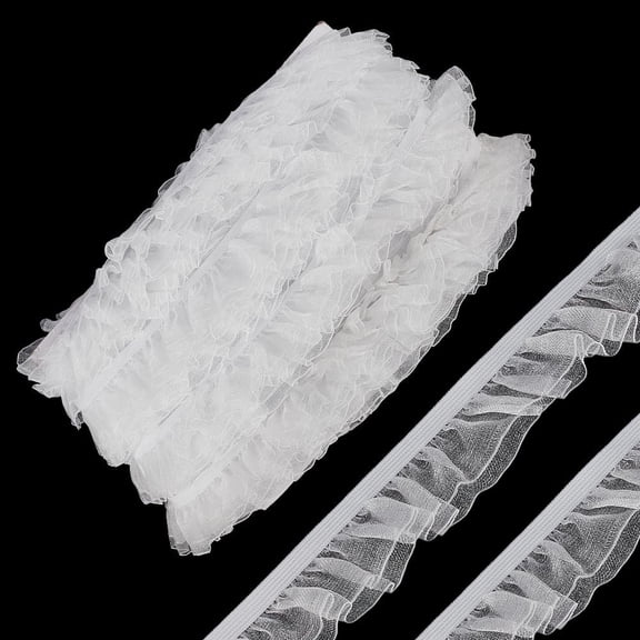 27 Yards Organza Trim White Ruffle Trimmings Ribbon Lace Edge Tulle Trimmings Two Tone Organza Lace Trim Fabric Ribbon for Applique Sewing Wedding Embellishment DIY Decor White for diy making