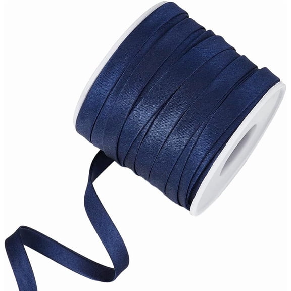 27 Yards Prussian Blue Satin Bias Tape 3/8Inches Wide Double Fold Satin Binding Bias Ribbon Polyester Satin Piping Ribbon for Sewing Clothing Trimming Upholstery
