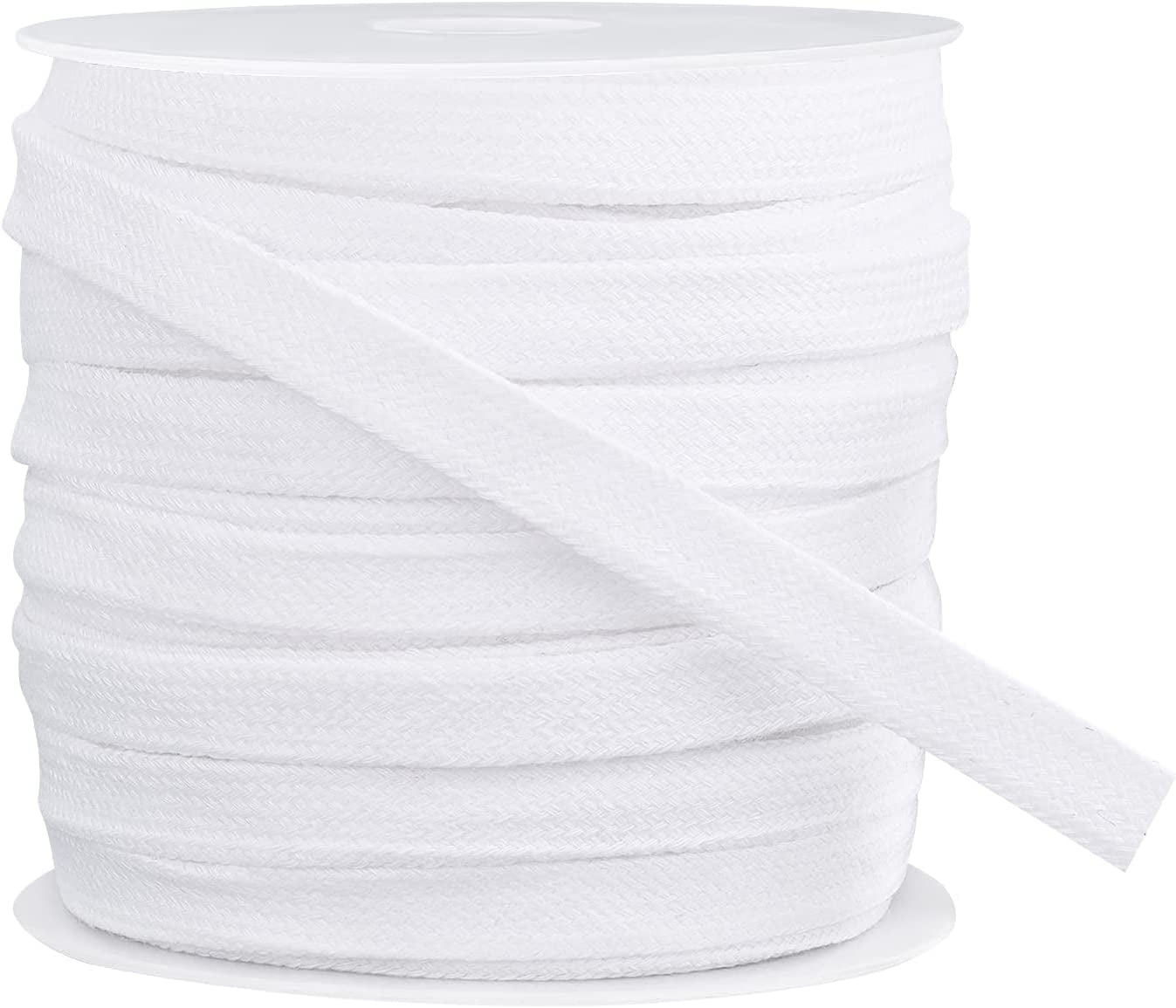 White Rope Drawstrings 27 Yards White Flat Drawstring Cord Double Layer Soft Hollow Cotton ...