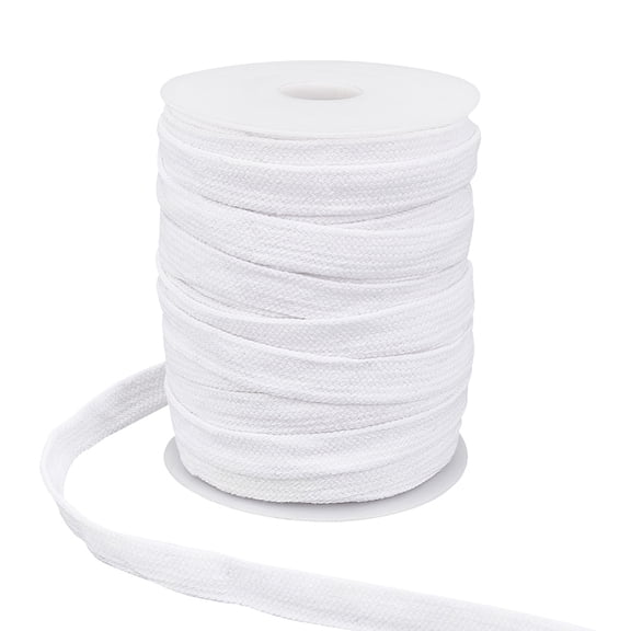 27 Yards White Flat Replacement Cotton Cords 5/8 inch Wide Hollow Soft Drawstring Draw Cord with Plastic Empty Spool