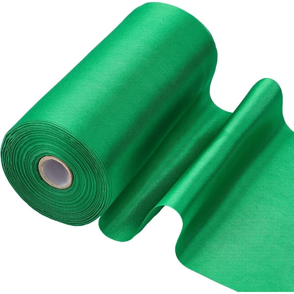 27 Yards x 6 Inch Wide Double Faced Christmas Satin Ribbon Roll Green Polyester Solid Fabric Large Ribbon for Gift Wrapping Grand Opening Chair Sash Bouquet Making Party Decoration Green 1roll
