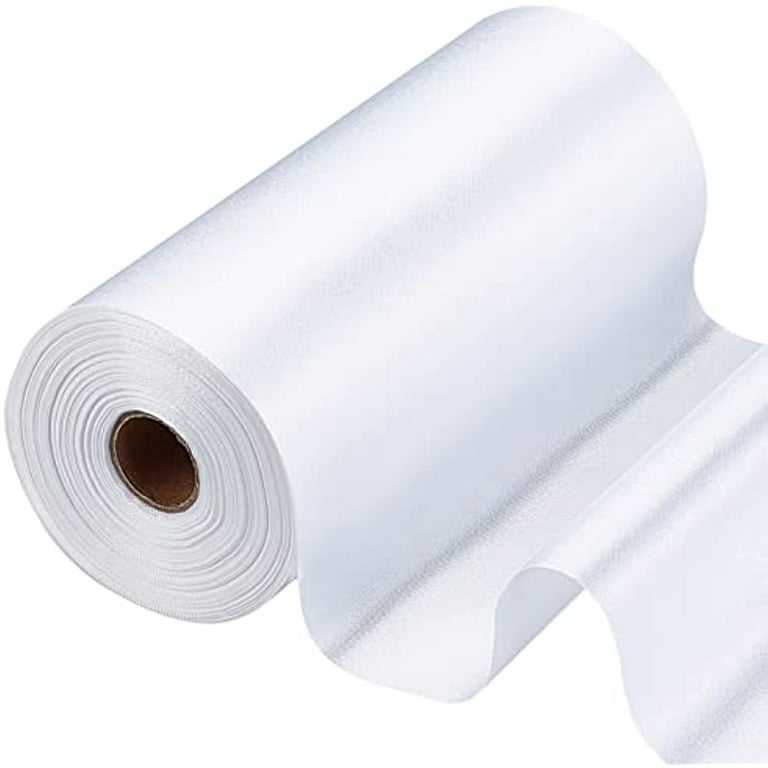 1 Inch X 100yds White Satin Ribbon Wide Solid Fabric Ribbons Roll