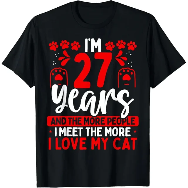 27 Year Old Cat Mom Pet Kitten I love my Cat Dad 27 Birthday T-Shirt ...