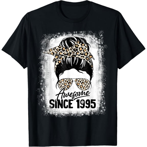 27 Years Old Awesome Since 1995 Leopard 27th Birthday T-ShirtMen and women, Black T-shirt, size: Extra large