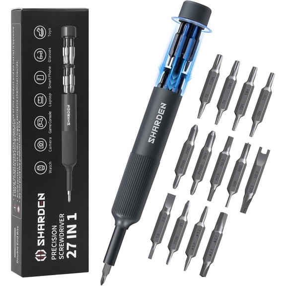 27-in-1 Precision Screwdriver Set Multi Bit Small Screwdriver Magnetic Mini Screwdriver Set Pen Style Manual Repair Tool Kit for Eyeglass, Watch, Computer, Jewelers, Laptop, Electronics, Phone