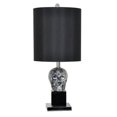 thumbnail image 1 of 27 in. Black Skull Table Lamp with A Black Silk & Chrome Lined Shade, 1 of 1