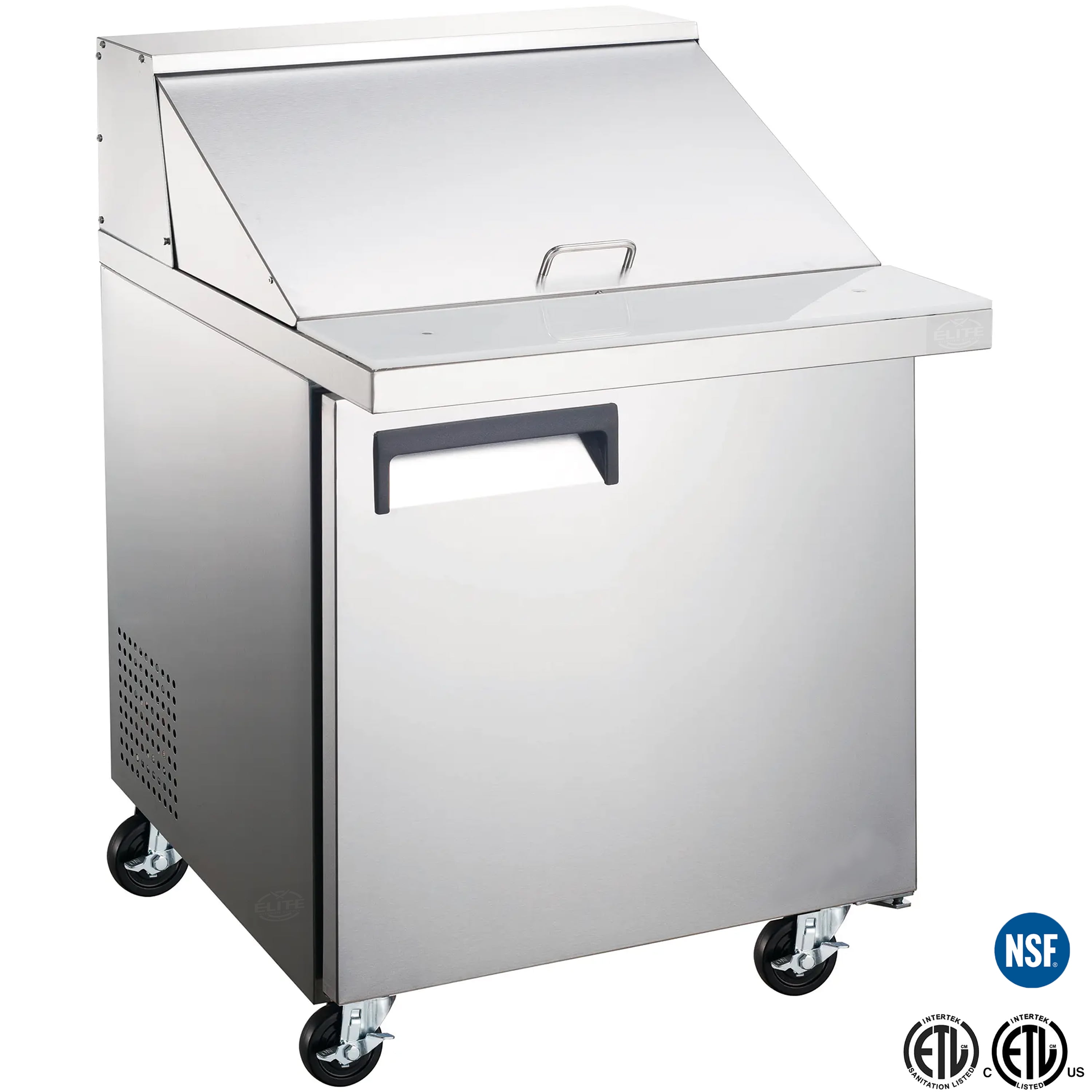 NSF 27.5 in. Single Door Refrigerated Mega Top Sandwich Prep Table 5.7 Cu.Ft. Commercial ETL Pizza Pre Table Refrigerator