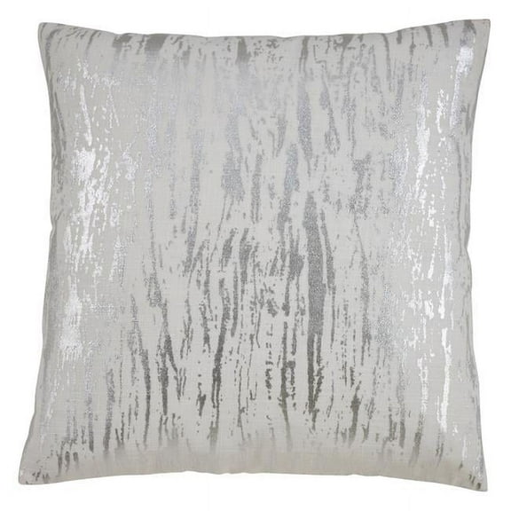 27 in. Distressed Metallic Foil Design Poly Filled Cotton Floor Pillow, Silver