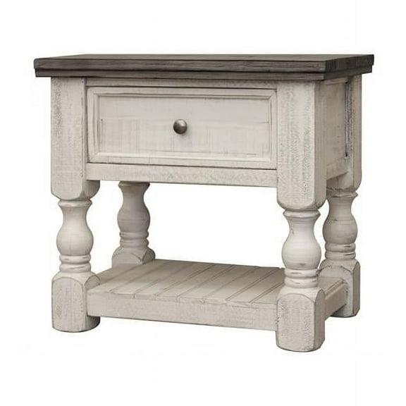 27 in. Ivory One Drawer Nightstand