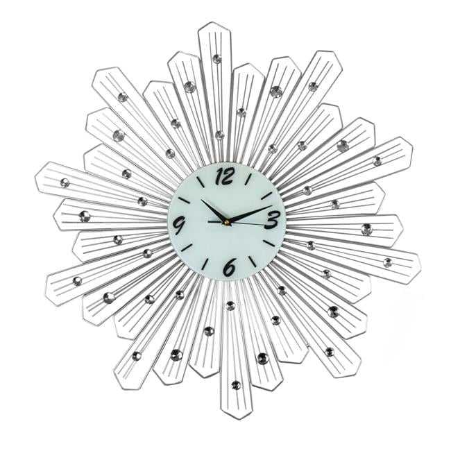 27 in. Round Spoke Style Silver Wall Clock - Walmart.com