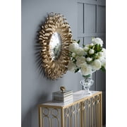 27 in Sunburst Design Wall Mirror Decorative Golden Finish for Entryway, Modern Living room