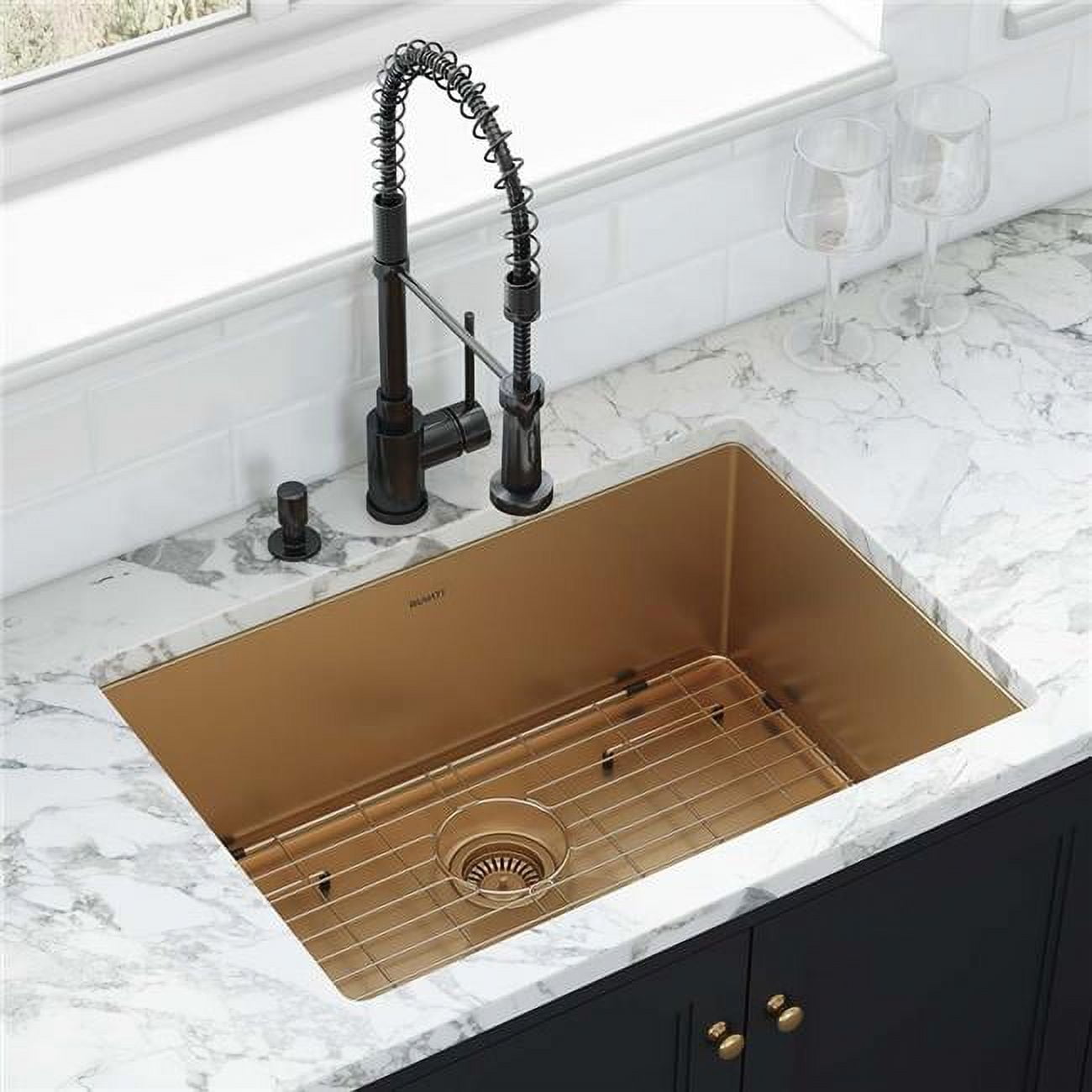 27-Inch Gold Stainless Steel Undermount Single Bowl Kitchen Sink