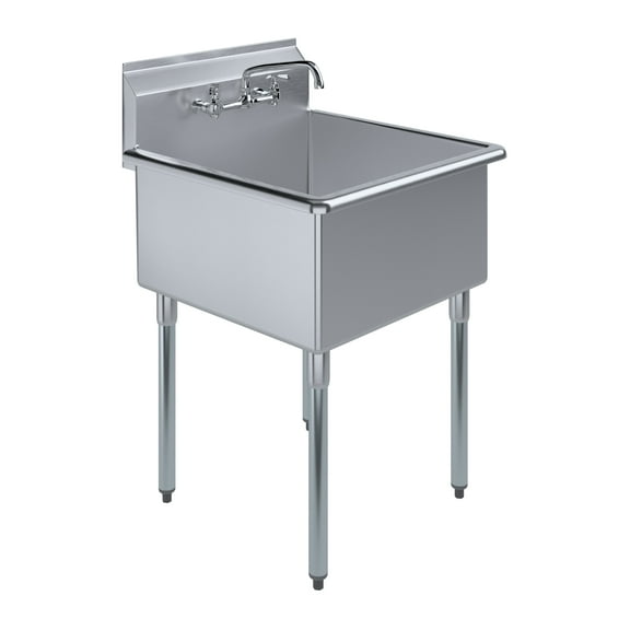 27 in x 27 1/2 in. Stainless Steel Utility Sink. 24 in. x 24 in. x 13 in Bowl. NSF