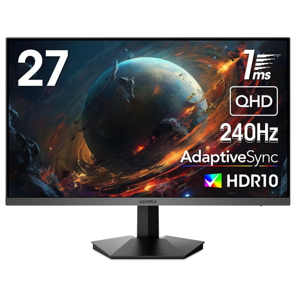 27 inch 1440p 240Hz,WQHD 2560 x 1440 PC Computer Monitor 1ms, Adaptive Sync, HDR10, DCI-P3 90%, DisplayPort, HDMI, Tilt Adjustability, Black - GN05