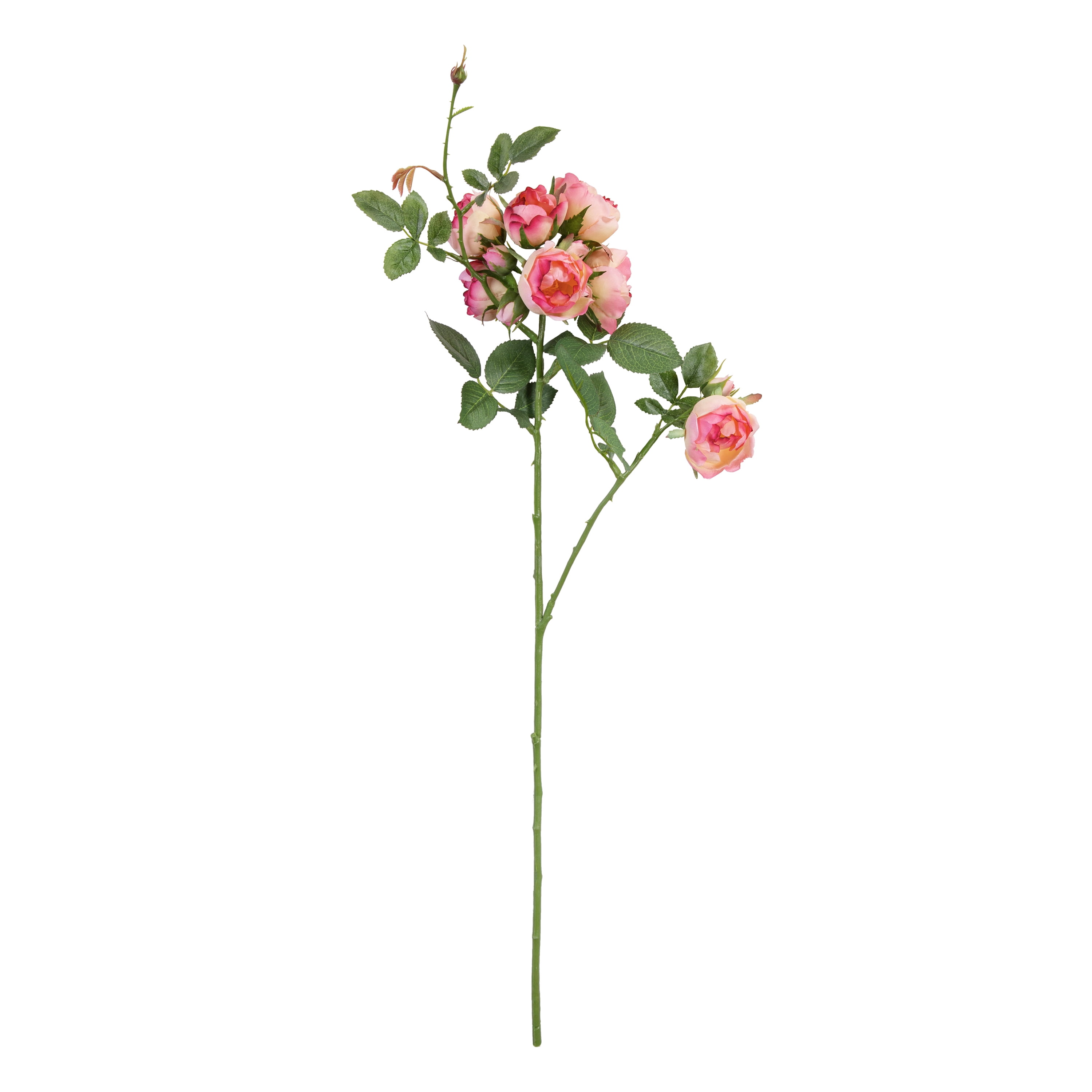 27-inch Artificial Silk Pink Mini Cabbage Roses Mixed Long Stem, for Indoor Use, by Mainstays