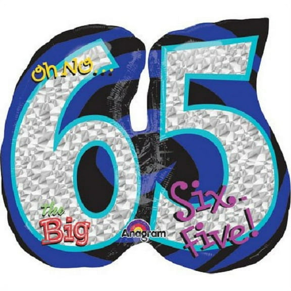 27 inch Oh No! It's My Birthday 65 Anagram Foil Mylar Balloon - Party Supplies Decorations