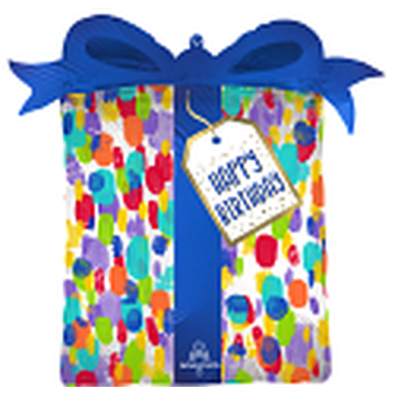 LRG SHP XL PAINTERLY DOTS BDAY
