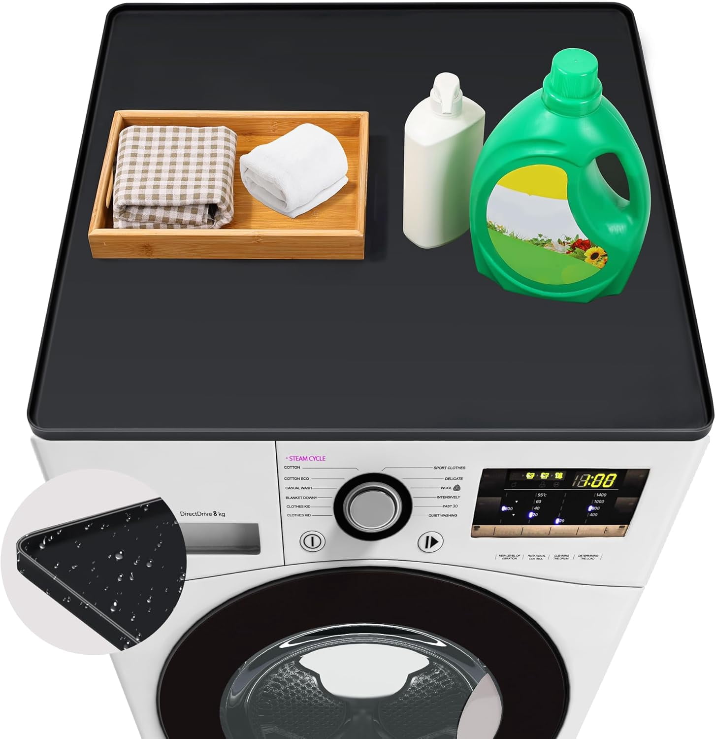 27 inches x 27 inches washing machine and dryer top cover, non-slip silicone washing machine dryer top protector, waterproof washing machine dryer countertop suitable for laundry room kitchen home (b