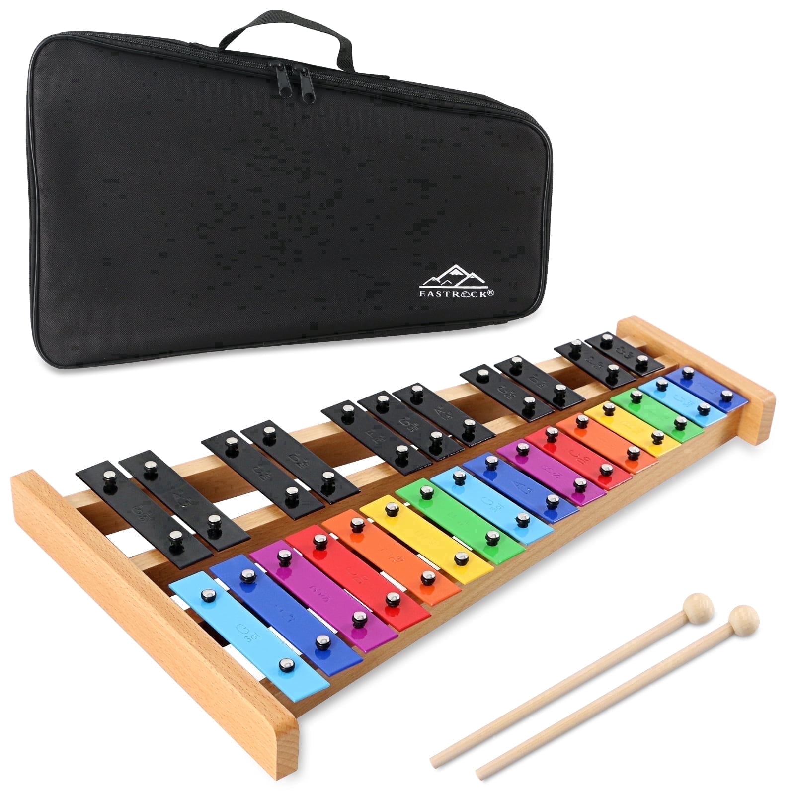 EASTROCK Xylophone Glockenspiel Wooden Frame & 27-Note Metal Keys,with Carry Bag and Mallets,Professional Xylophone for Classes/Band/Stage