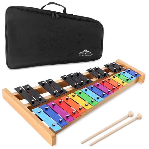 EASTROCK Xylophone Glockenspiel Wooden Frame & 27-Note Metal Keys,with Carry Bag and Mallets,Professional Xylophone for Classes/Band/Stage