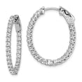 thumbnail image 1 of 27 mm Sterling Silver Rhodium-Plated CZ Hinged Oval Hoop Earrings, Polished, 1 of 1