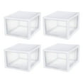 27 qt. Plastic Modular Stacking Storage Drawer Container in Clear, 4