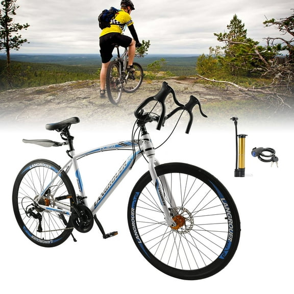 27 speed Road Bike Racing Bicycle 700C 26" Wheels Adult White & Blue