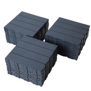 27 sq. ft Plastic Interlocking Deck Tiles, 27 Pack Waterproof Patio Balcony Flooring, 12"x12" Outdoor Interlocking Deck Tile for All Weather Porch Poolside Grass Dirty, Decking Tiles, Dark Grey
