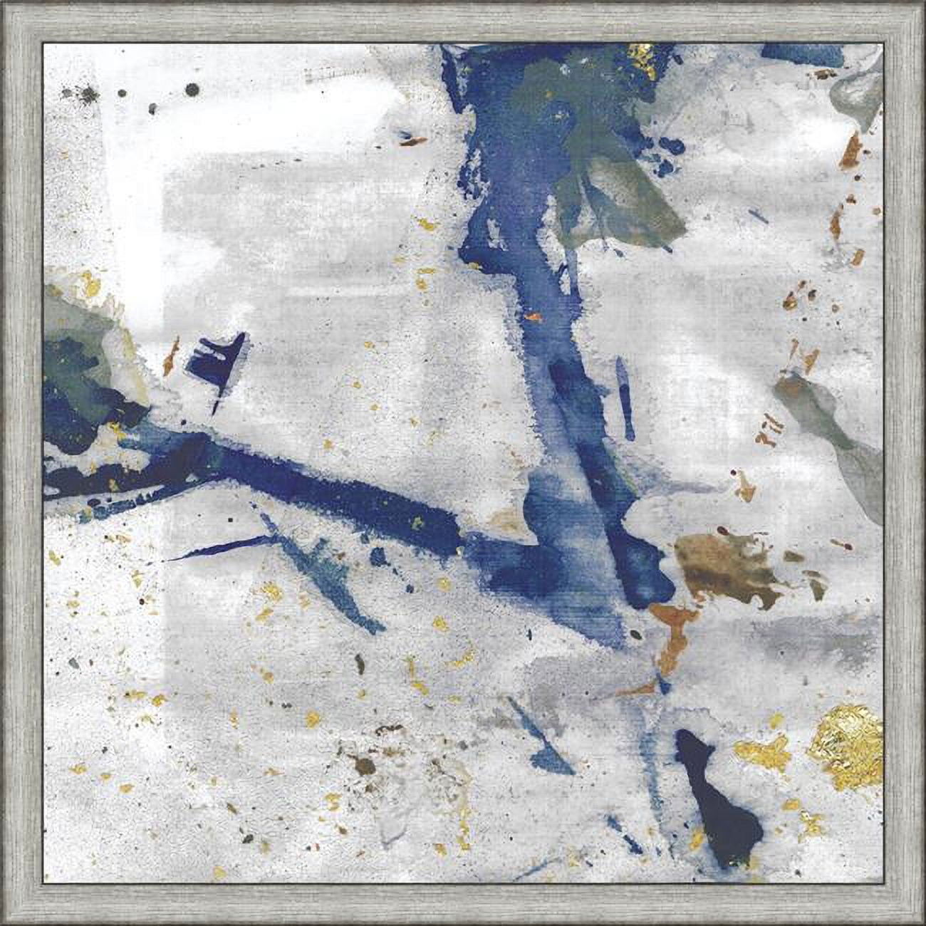 27" x 27" Blue and White Abstract Canvas Art with Champagne Frame