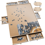 Dazzle Bright 27" x 35"Rotating Puzzle Board with Drawers(hold 1500 pcs puzzles) with 6 Sliding Drawer
