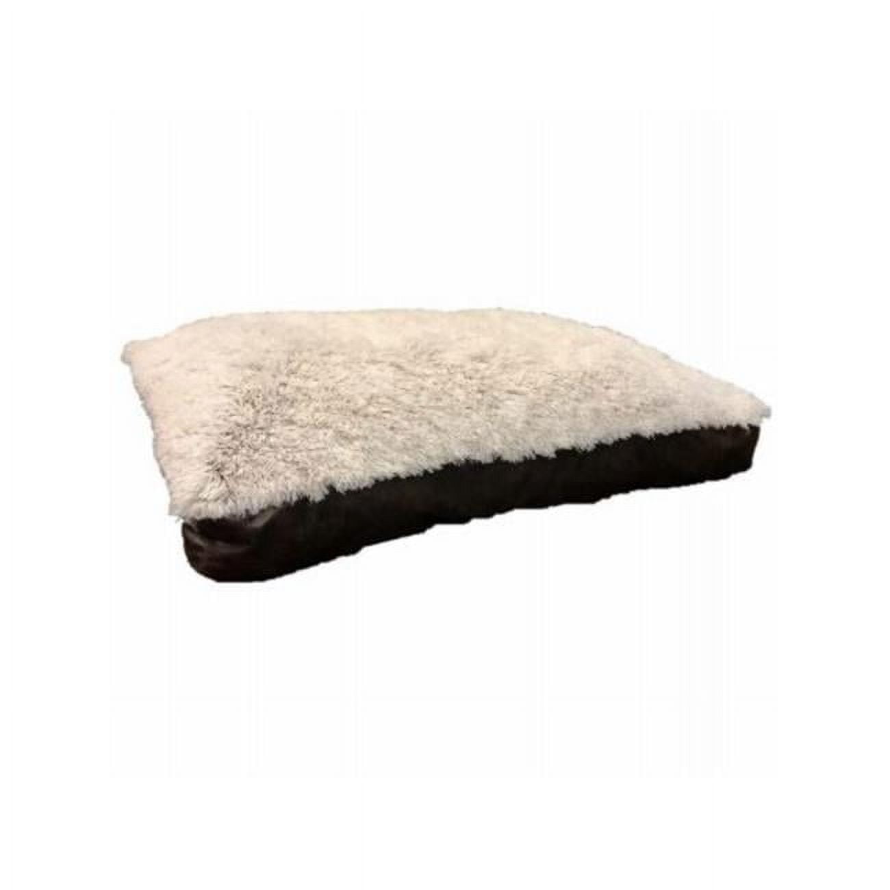 Taupe and Brown Faux Leather Bolster Dog Bed with Removable Cover