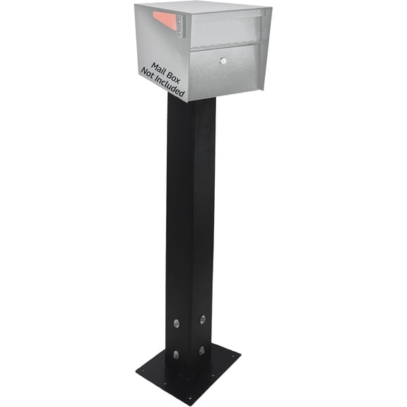 27 x 4 x 4 Inch Mailbox Post and Base Combo Heavy Duty Powder Coated Carbon Steel Mail Box Post with Base for Curbside Outdoor Use, Durable DIY Mailbox Post Kit