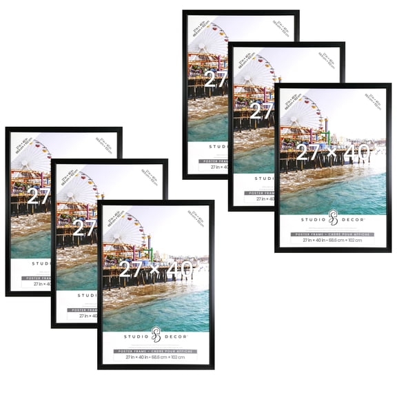 Studio Decor 27" x 40" Black Poster Frames - Large Wall Frame Set for Digital Prints, Posters & Artwork, Polystyrene Face with MDF Backing, 6 Pack