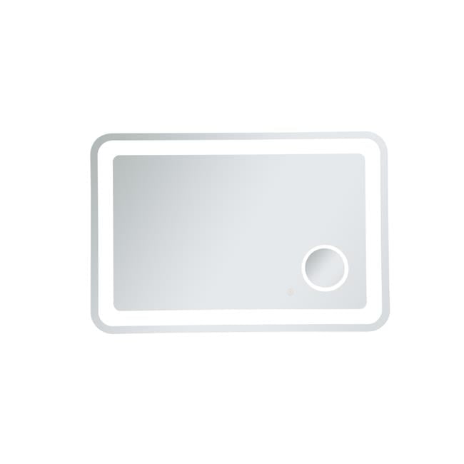 Glossy White LED Bathroom Mirror with Magnifier and Touch Sensor