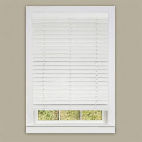 27 x 64 in. Cordless GII Madera Falsa 2 in. Faux Wood Plantation Blind - White