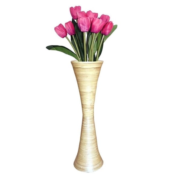 27 x 8 in. Dia. Decorative Modern Bamboo Display Floor Vase, Natural