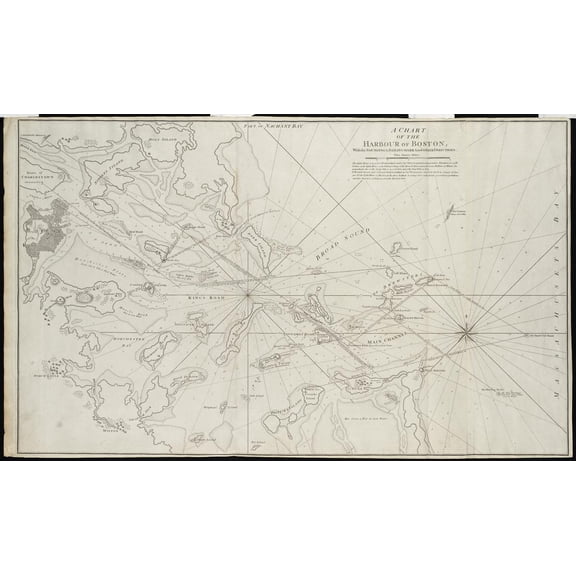 27"x16" Heavyweight Photo Paper Quality Poster: A chart of the Harbour of Boston, with the soundings, sailing-marks and other directions Zoom into this mapa at relnofoll