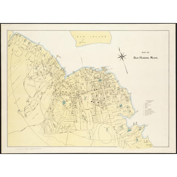 27"x20" Heavyweight Photo Paper Quality Poster: Map of Bar Harbor, Maine Zoom into this mapa ats.n.bDateb 1897bLocationb Bar Harbor Me.