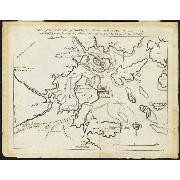 27"x21" Heavyweight Photo Paper Quality Poster: Map of the environs of Boston Zoom into this map at maps Zoom into this mapa atAlmon, Joh