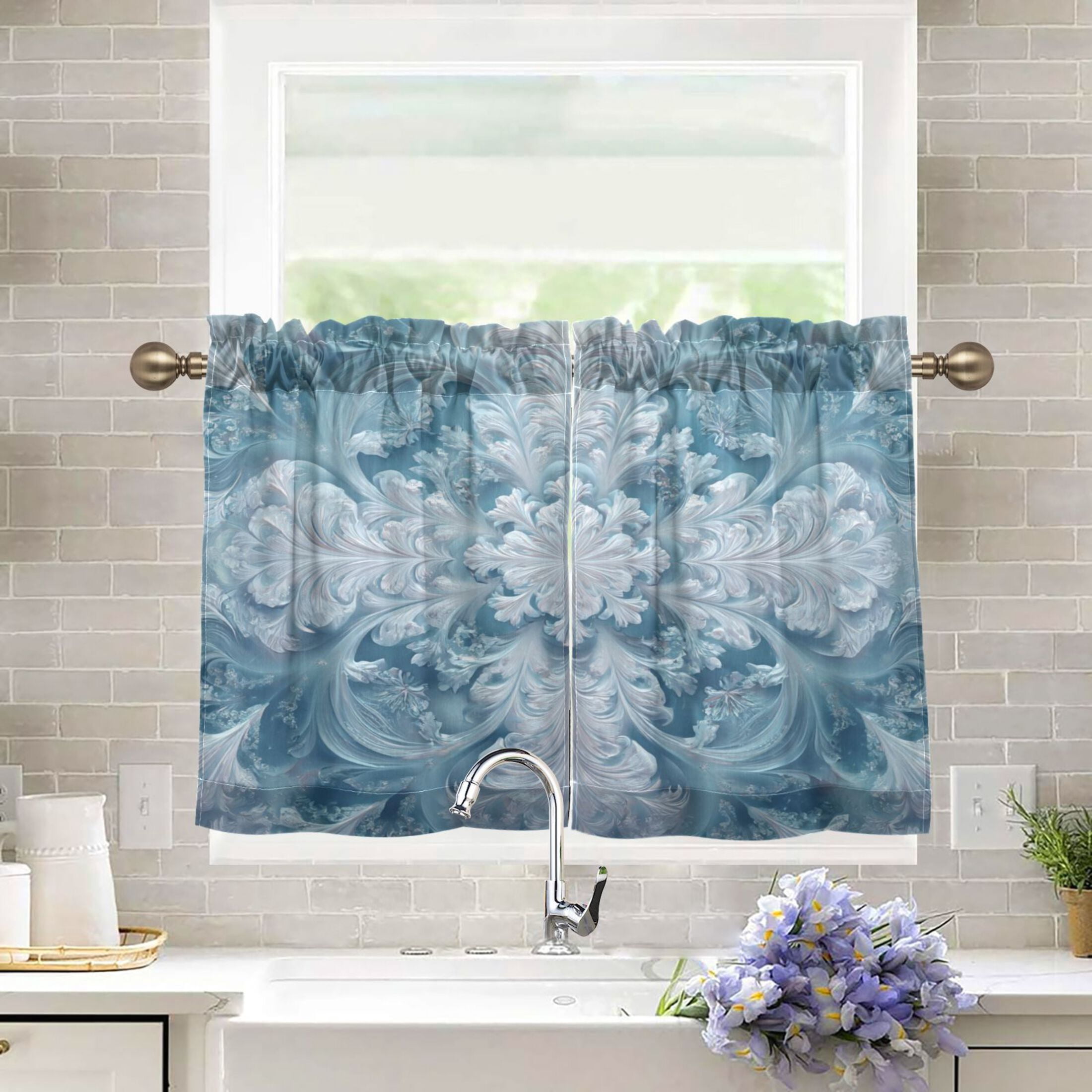 Photo inspiration: Visual Reference: 27 X36 Tier Curtains 2 Panels Soft White And Green