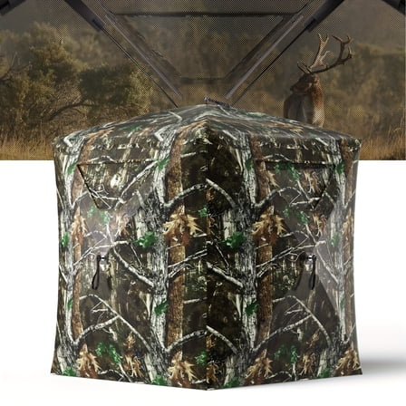 270 Degree See-Through Ground Blind 2-3 Person, Pop-Up And Portable Durable Hunting Blind With Carrying Bag For Deer And Turkey Hunting