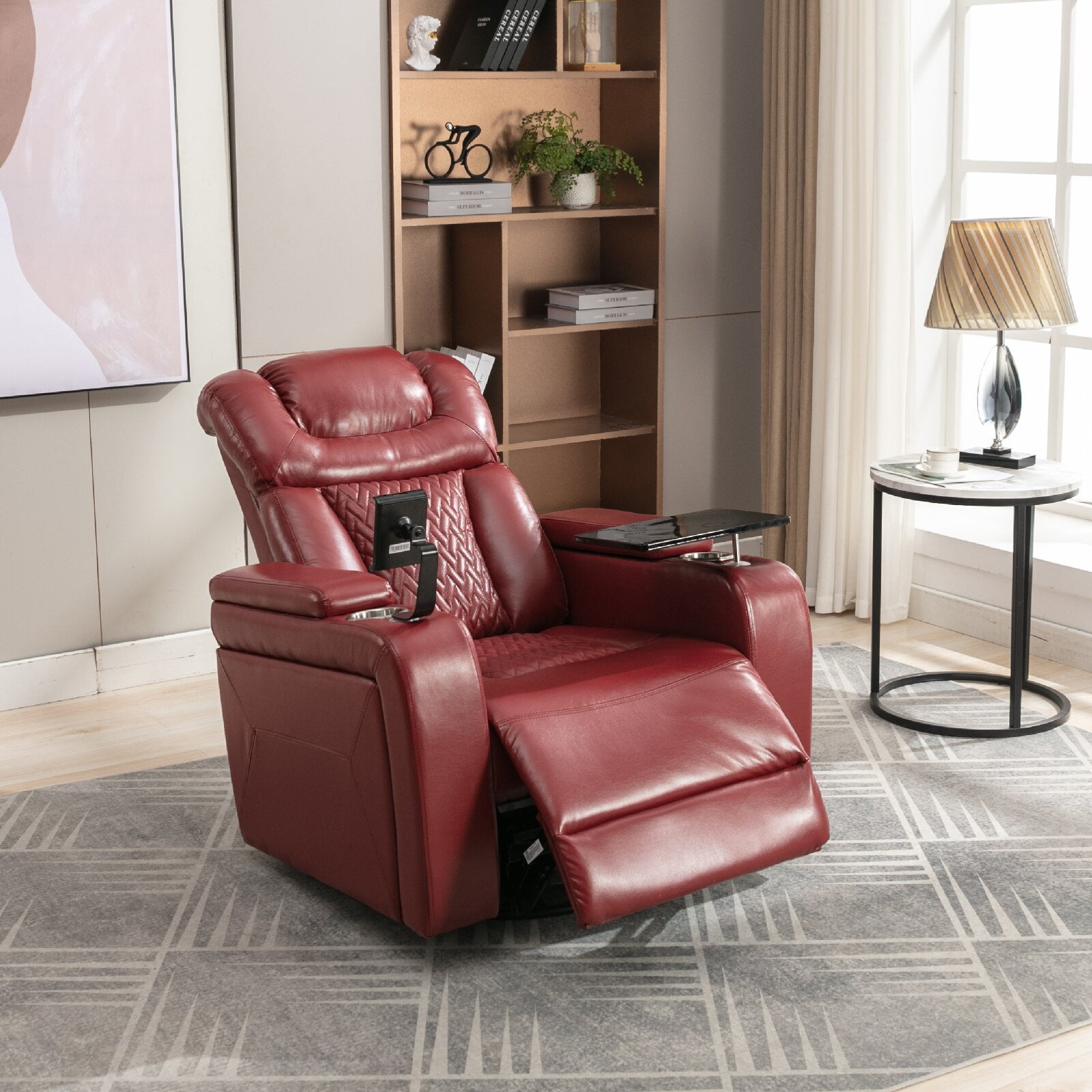 270 Degree Swivel PU Leather Power Recliner Individual Seat with ...
