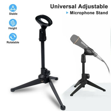 270° Desk Microphone Stand + Rotable Clip,Foldable Mic Tripod Holder Universal Adjustable
