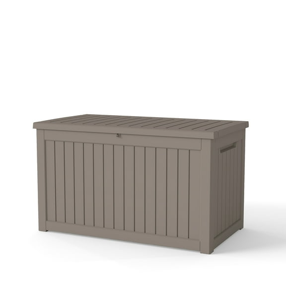 270 Gallon Lockable Resin Deck Box - Outdoor Storage Box Waterproof & UV-Resistant Patio Storage Box for Outdoor Cushion Storage, Garden Tools & Delivery Packages, Grey