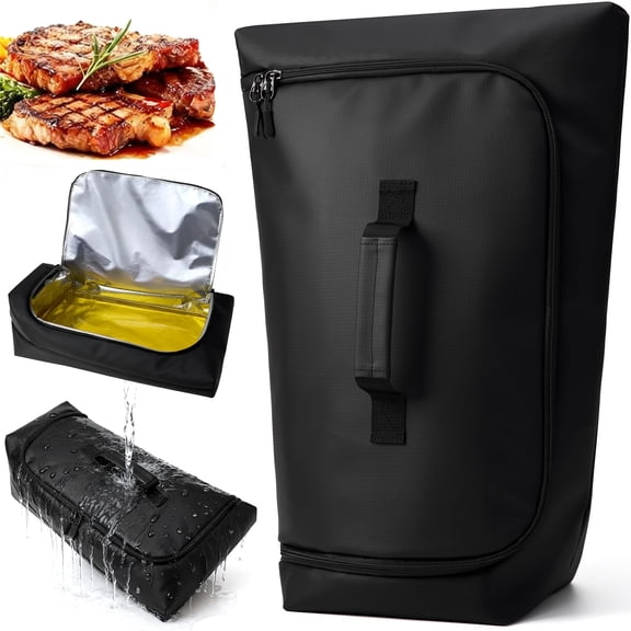270° Opening BBQ Blanket for Resting Meat, Insulated BBQ Meat Resting Bag, Wide-Mouth Thermal Blanket with Handles for Briskets Turkey - Leakproof Smoker Grill Accessory, Gifts for Men, Dad Gifts