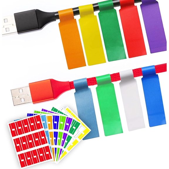 270 PCS Cable Labels 3.3x1 Inch, 9 Colors Waterproof Tear Resistant Self-Adhesive Tags for Cord Management Laser Printer Multicolor