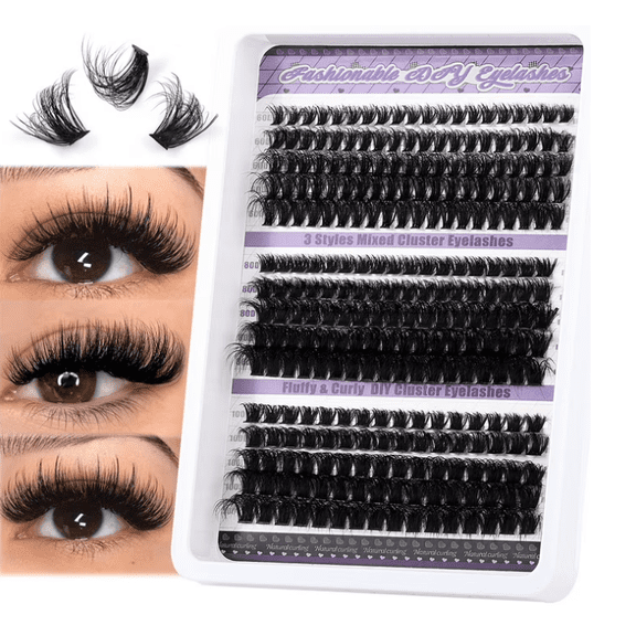 270 PCS DIY Cluster Eyelashes Kit, 30D/40D/50D Mixed Styles, 10-18mm Lengths, Natural Curl Individual Lash Extensions, Reusable Soft Fiber False Eyelashes for Daily & Wedding Makeup