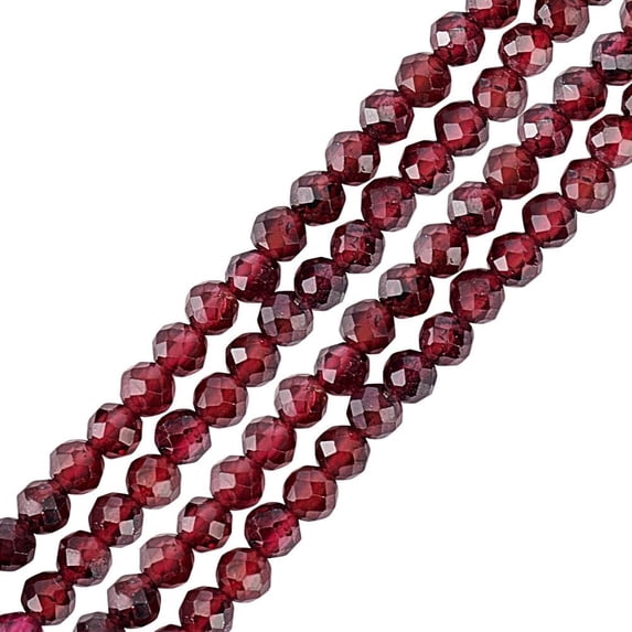 270 Pcs 3mm Faceted Red Garnet Round Beads for Jewelry Making